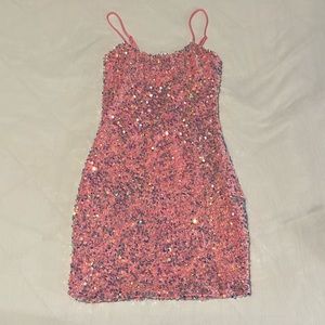 Lucy In The Sky Pink Sequin Bodycon Party Dress Size XXS
